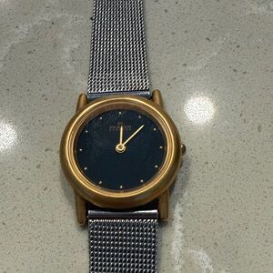 Gold and Black Watch with Mesh Band
